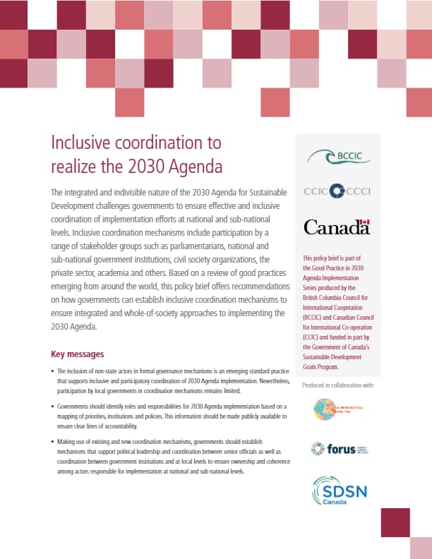 Global Efforts To Implement The 30 Agenda Cooperation Canada