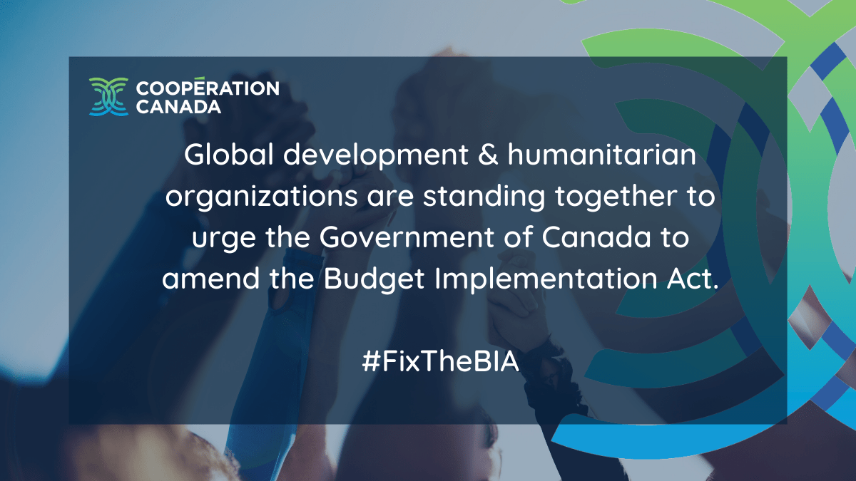 Budget Implementation Act (BIA) Amendment - Cooperation Canada