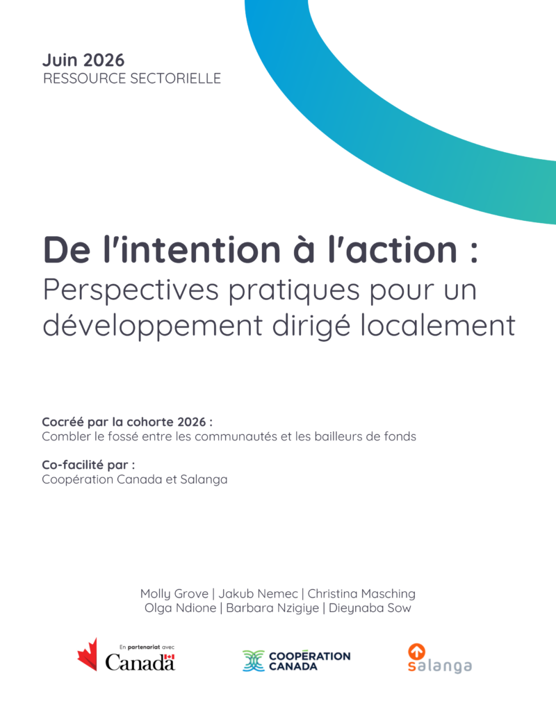 Couverture du guide « De l'intention à l'action : Perspectives pratiques pour un développement dirigé localement ».
