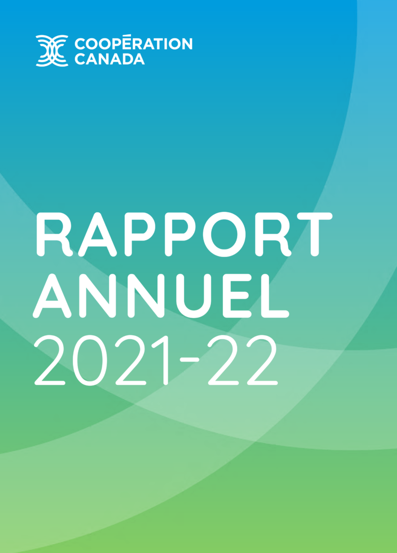 Le rapport annuel 2023-2024 de Coopération Canada. Couverture du rapport.