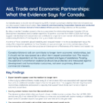 First page of p[olicy brief Aid, Trade and Economic Partnerships: What the Evidence Says for Canada.